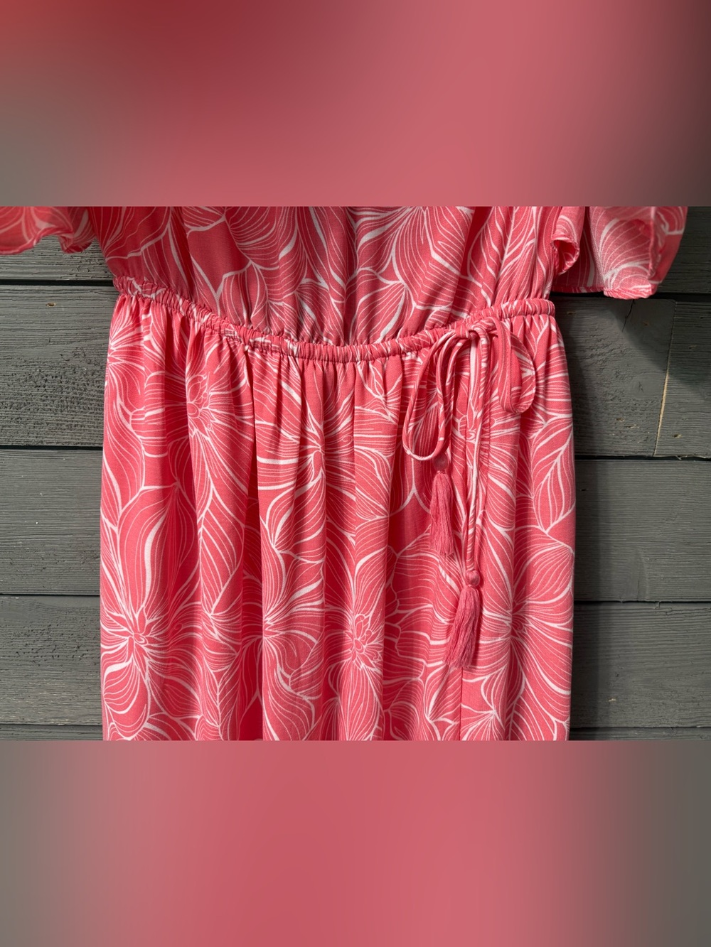 NWT Lizard Thicket C’isa Coral Pink Floral Strapless Maxi Dress Sz L Summer Fest - Picture 3 of 11